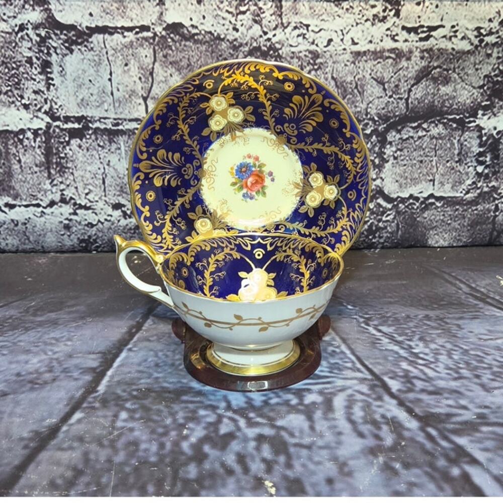 Vintage Aynsley Royalty Cobalt Blue Teacup and Saucer Set